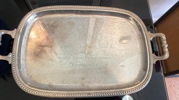 A Silver Plated Golf Trophy Tray With Handle By Michelangelo