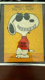 A Vintage Framed  1971  Peanuts Gang SNOOPY W/ Braces