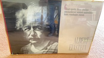 A Vintage Framed Poster  ' Albert Einstein '   25' X 37'