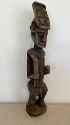 African Art - An Antique Hand Carved Wood Male Figure  Statue