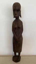 An Antique  Female Carved Wood African Statue