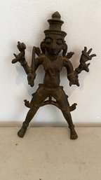 A Vintage Cast Bronze Four Hands Goddess Figurine