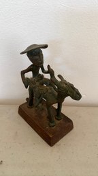 African Art - Vintage Cast Bronze Horse And Rider