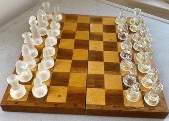 A  Classic Clean And Frosted Glass Chess Set