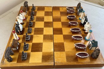 An Interesting Nautical Cast Plaster Chess Set By David J. P.