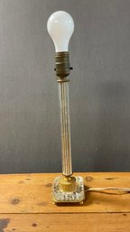 A Vintage Glass & Brass Side Table Lamp - 15'h