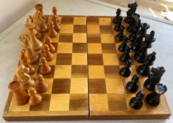 A Vintage Wooden Chess Set Made In France