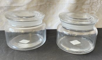 A Restoration Hardware Pair Of Pharmacy Style Glass Canister