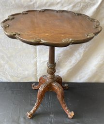 A Small Pie Crust Carved Side Pedestal Table