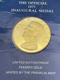 Scarce  24k Gold The Official 1977 Inaugural Medal. About 0.41 Oz.