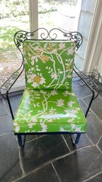 A Vintage MCM Lee L  Woodard Orleans Spring Lounge Chair  With Original Floral Vinyl Cushions