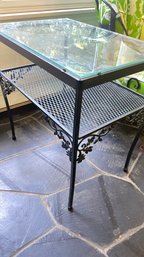 A Vintage MCM Lee L  Woodard Orleans Wrought Iron Side Table