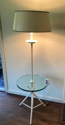 A Vintage White Faux Bamboo MCM  Floor Lamp Glass Table Hollywood Regency 1 Of 2 - 18' X 59'H