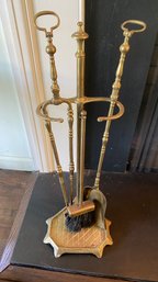 A Vintage  Brass Four Pieces Fireplace Tools.