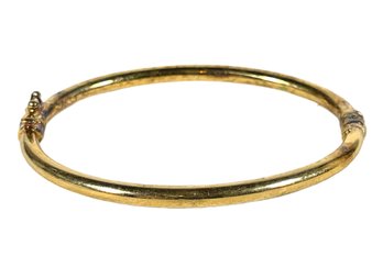 Fine Gold Over Sterling Silver Hollow Hinged Bangle Bracelet
