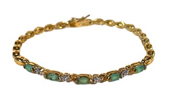 Gold Over Sterling Silver Emerald Stone Bracelet