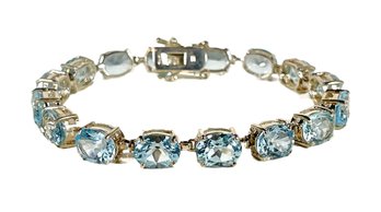Sterling Silver 925 Blue Topaz Gemstone Bracelet