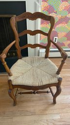 A Vintage Rope Seat Carved  Wood Chair