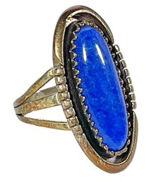 Silver Ladies Ring Blue Lapis Stone About Size 5