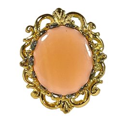 Fine Gold Over Sterling Silver Ladies Coral Ring Size 5