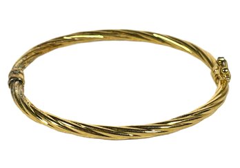 Gold Over Sterling Silver Hinged Bangle Bracelet