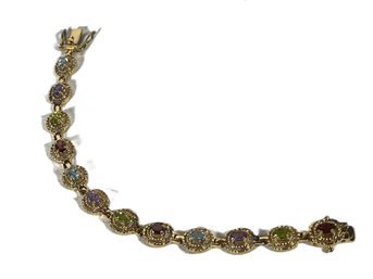 Fine Gold Over Sterling Silver Genuine Gemstone Bracelet 7 1/4'