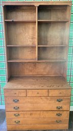 An Ethan Allen  Maple Three Drawer Chest With Hutch