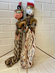 Pair Of Vintage Indonesian/asian Wayang Dolls. 26'