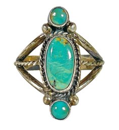 Sterling Silver Turquoise Ladies Ring Southwestern Style