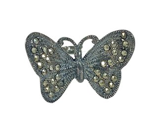 Sterling Silver Marcasite Stones Butterfly Ring