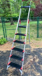 A  Six Step Aluminum Lightweight Folding Step Ladder By Hailo USA