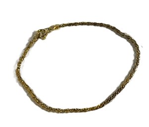 Gold Over Sterling Silver Rope Chain Bracelet 7'