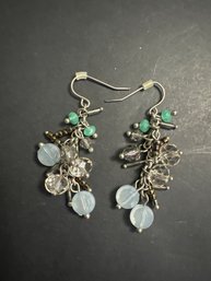 Vintage Hand-made Dangle Earrings Featuring A Mixture Of Glass And Metallic Beads