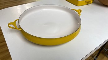 Vintage Dansk Enamel Large Yellow Paella/ Serving Dish Made In France
