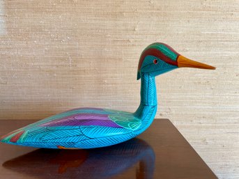 Hand Carved And Painted Wooden Loon , Signed By H. Rosier.