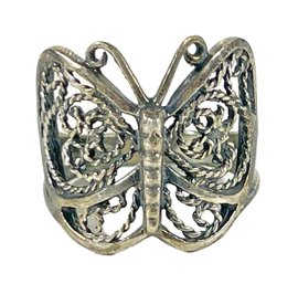 Vintage Sterling Silver Filigree Butterfly Formed Ring Size 5.5