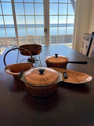 Vintage Lot Of Copper Serving And Cooking Dishes.