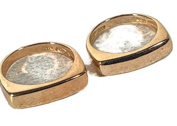 Pair Gold Over Sterling Silver Ladies Rings Size 6 And 5