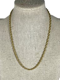 Fine Vintage Gold Over Sterling Silver Rope Chain Necklace 16' Long