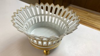 A Vintage Openwork Bowl Hand Decorate  By Jammet  Seignolles - Limoges France - 9' X 5'