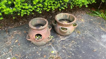 A Pair Of Terracotta Strawberries Planters 12' X 13'h.