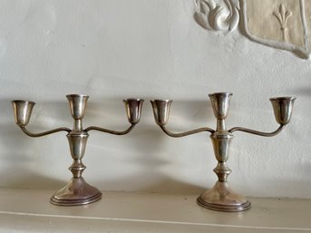 Pair Of Weighted Sterling Silver Candle Holders.
