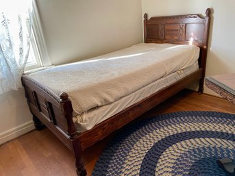 Vintage Carved Oak, Feudal Oak ? Single Bed. One Out Of A Pair.