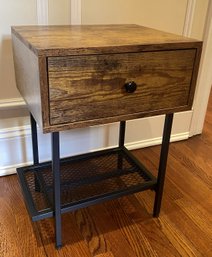 Single Drawer On Metal Stand Side Table