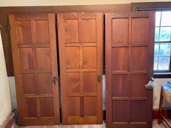 Three Vintage Arts And Crafts Era Solid Wood Doors.