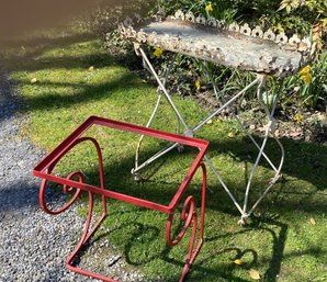 An Antique Victorian Plant Stand And Side Table