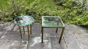 MCM Brass And Glass Two Side Tables