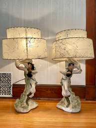 Pair Of MCM Figural Table Lamps. 33' Tall