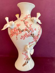 ' Vase Of The Emperor's Nightingale' -  Franklin Mint Porcelain Vase. 12' Tall