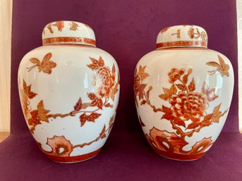 Pair Of Porcelain Oriental Style Vases/urns.  8' Tall.